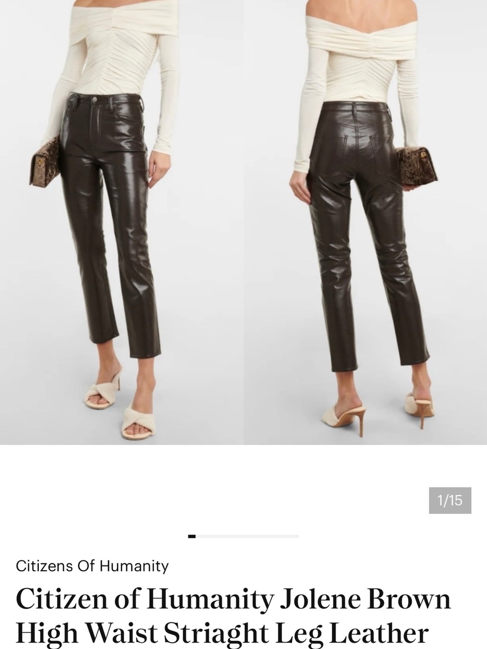 Citizens Of Humanity Jolene Brown High Waist straight leg brown leather pants